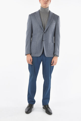 Giacca Foderata Motivo Hopsack con Revers Classico