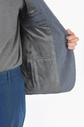 Giacca Foderata Motivo Hopsack con Revers Classico