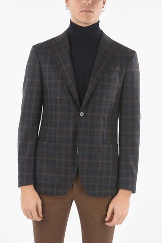 CC COLLECTION Half-Lined Windowpane Check Blazer with Welt Pocket