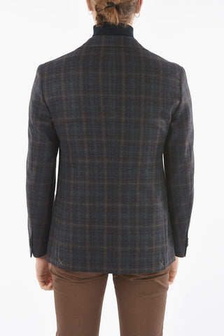 CC COLLECTION Half-Lined Windowpane Check Blazer with Welt Pocket