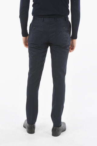 Pantalone Elegante in Lana con Tasca a Toppa Verticale