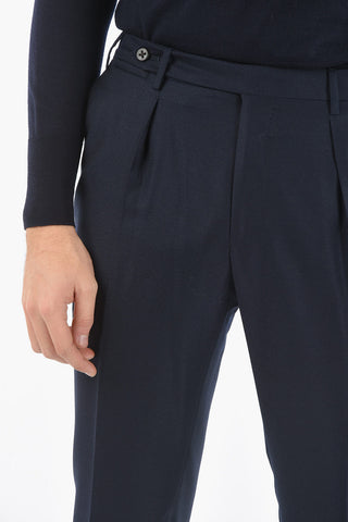 Pantalone Elegante in Lana con Tasca a Toppa Verticale