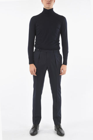 Pantalone Elegante in Lana con Tasca a Toppa Verticale