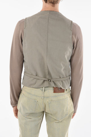 ID Gilet TIBET BLACK in Denim e Lino con Scollo a V