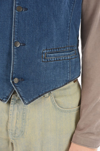 ID Gilet TIBET BLACK in Denim e Lino con Scollo a V