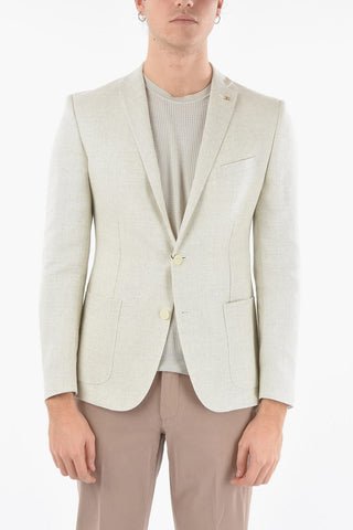 CC COLLECTION Virgin Wool and Flax RESET 2-button Blazer with Golden Pin