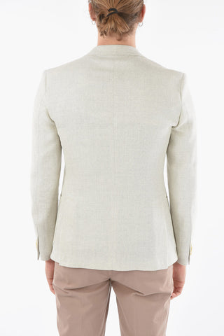 CC COLLECTION Virgin Wool and Flax RESET 2-button Blazer with Golden Pin