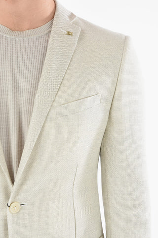 CC COLLECTION Virgin Wool and Flax RESET 2-button Blazer with Golden Pin