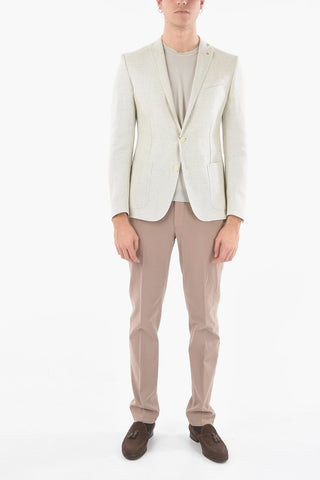 CC COLLECTION Virgin Wool and Flax RESET 2-button Blazer with Golden Pin