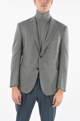 LEADER SOFT Half-Lined Pincheck Blazer with Notch Lapel