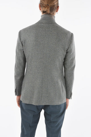 LEADER SOFT Half-Lined Pincheck Blazer with Notch Lapel