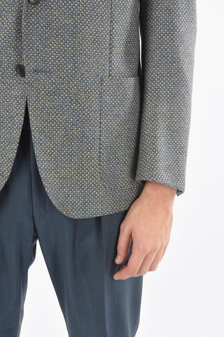 LEADER SOFT Half-Lined Pincheck Blazer with Notch Lapel