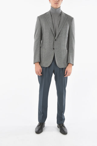LEADER SOFT Half-Lined Pincheck Blazer with Notch Lapel