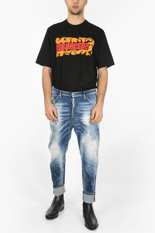 Jeans COMBAT in Denim Stretch ad Orlo con Risvolto 17cm