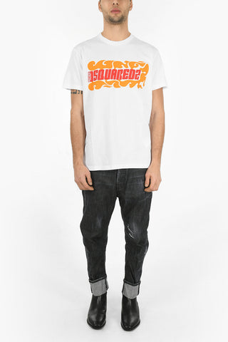 Crew Neck WAVES LOGO Straight Fit T-Shirt