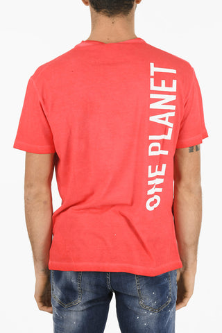ONE LIFE ONE PLANET SMILEY T-shirt with Ribbed Crew-neck