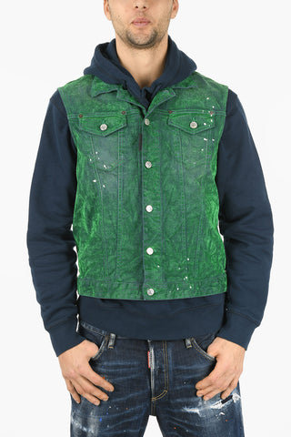 Utility Pocketed Coated Denim Vest