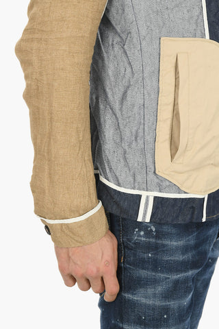 Multipocketed REVERSE Flax and Denim Blazer
