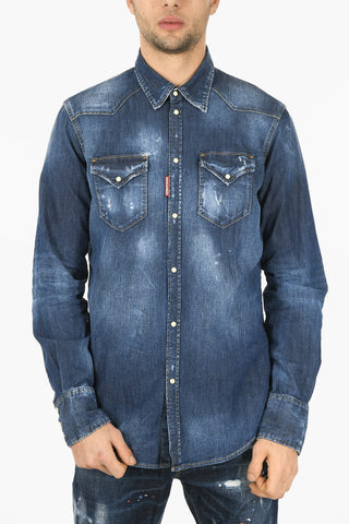 Breast-pocketed CLASSIC WESTERN Dèlavè Denim Shirt