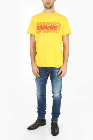 Crew Neck WAVES LOGO Straight Fit T-Shirt