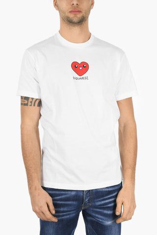 Crew Neck HEART Cotton T-Shirt