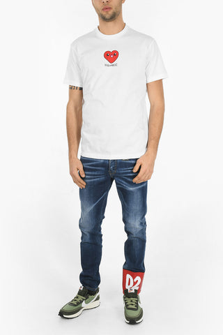 Crew Neck HEART Cotton T-Shirt