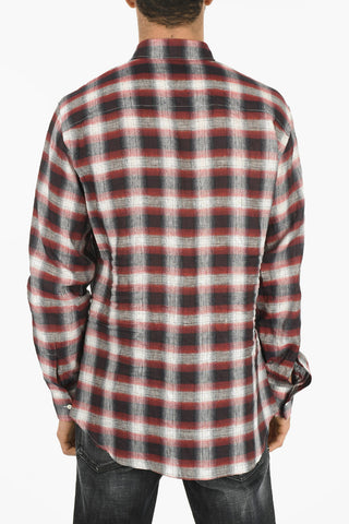 Denim Breast-pocket Plaid Check Flax Shirt