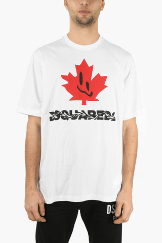 Crew Neck SMILING LEAF SLOUCH FIT Printed T-Shirt