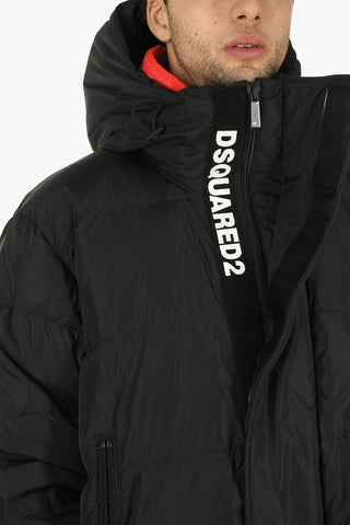 Front Zipped Puffer Down Jacket with Hood