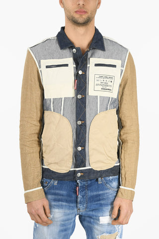 Multipocketed REVERSE Flax and Denim Jacket