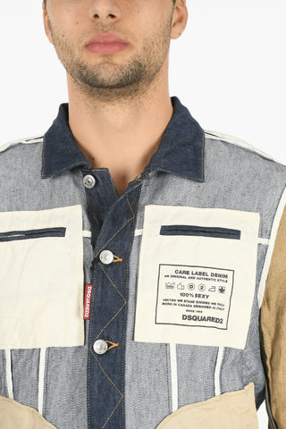 Multipocketed REVERSE Flax and Denim Jacket