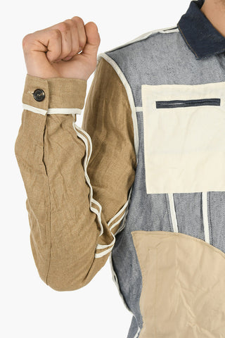 Multipocketed REVERSE Flax and Denim Jacket