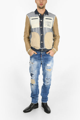 Multipocketed REVERSE Flax and Denim Jacket