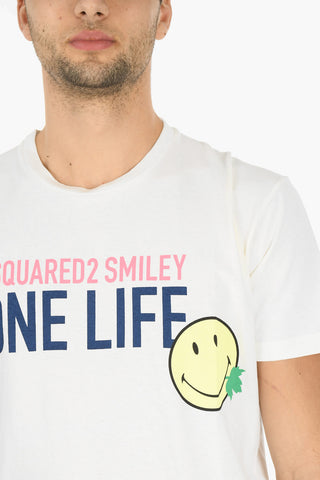 ONE LIFE ONE PLANET SMILEY T-Shirt mit geripptem Rundhalsausschnitt