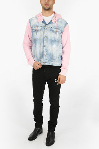 Jersey Hood and Sleeve Denim Jacket