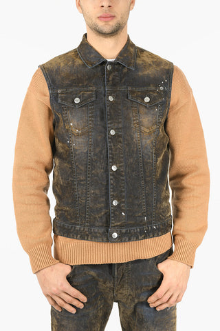 Utility Pocketed Coated Denim Vest