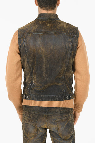 Utility Pocketed Coated Denim Vest