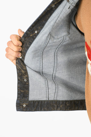 Utility Pocketed Coated Denim Vest