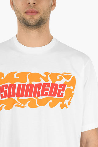 Crew Neck WAVES LOGO Slouch Fit T-Shirt