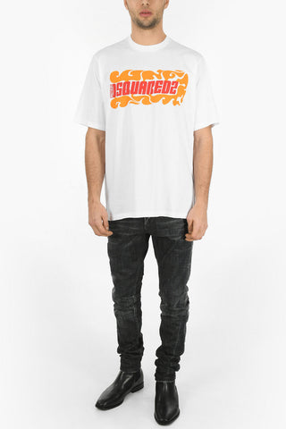 Crew Neck WAVES LOGO Slouch Fit T-Shirt