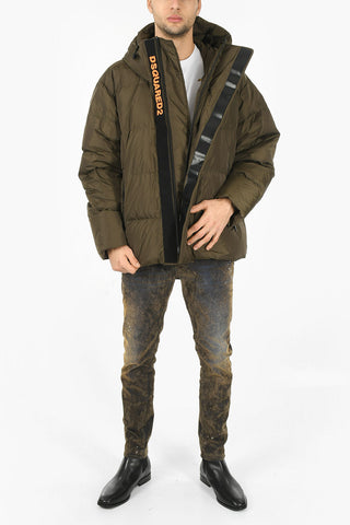 Front Zipped Puffer Down Jacket with Hood