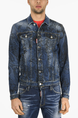 Giubbotto DAN JEAN in Denim con Stampa All-Over