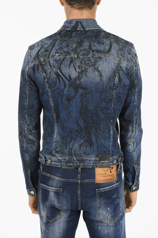 Giubbotto DAN JEAN in Denim con Stampa All-Over