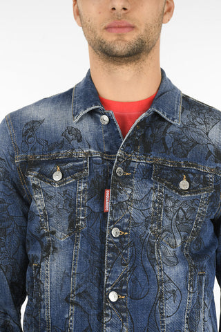 Giubbotto DAN JEAN in Denim con Stampa All-Over