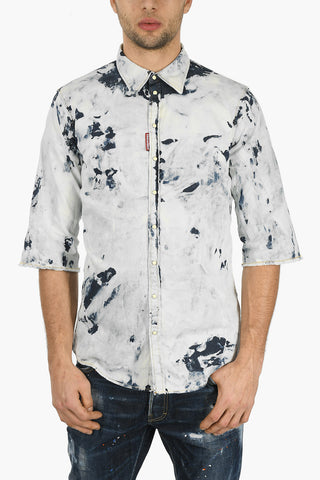 Camicia a Maniche Corte SEXY ROLL UP in Denim Tie Dye