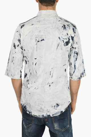 Camicia a Maniche Corte SEXY ROLL UP in Denim Tie Dye