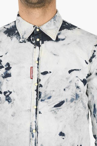 Camicia a Maniche Corte SEXY ROLL UP in Denim Tie Dye