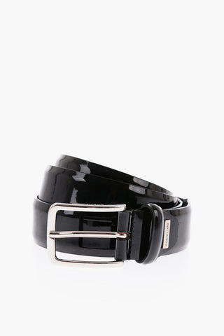 CC COLLECTION Metal Buckle Patent Leather Belt