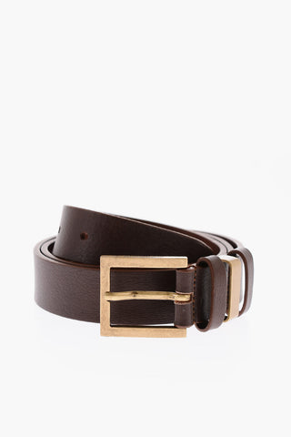Brass Buckle Leather Belt