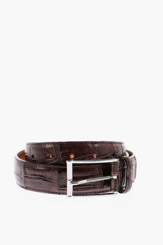 Metal Buckle Crocodile Leather Belt